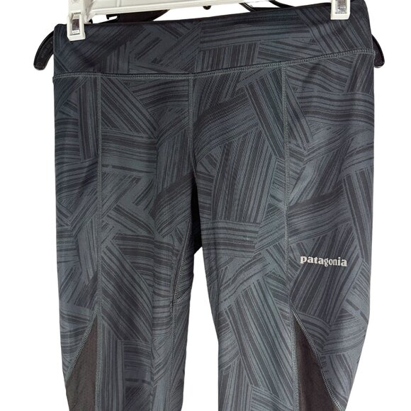 Patagonia Womens XS Technical Running Tights Black Pattern Breathable Design - Picture 2 of 8